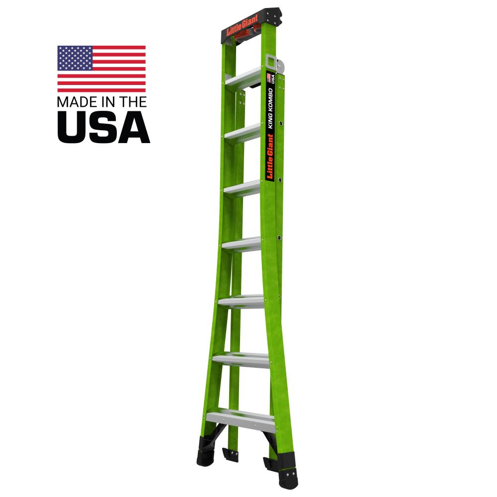 King Combo Professional, 8' - ANSI Type IAA - 375 lb/170 kg Rated, Fiberglass 3-in-1 All-Access Combination Ladder with Rotating Wall Pad Accessory an - Mycitystee