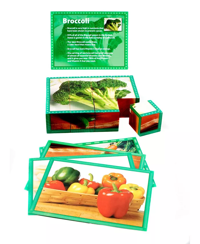 Stages Learning Materials Real Picture Vegetables Wooden Cube Puzzle 12 Piece - Mycitystee