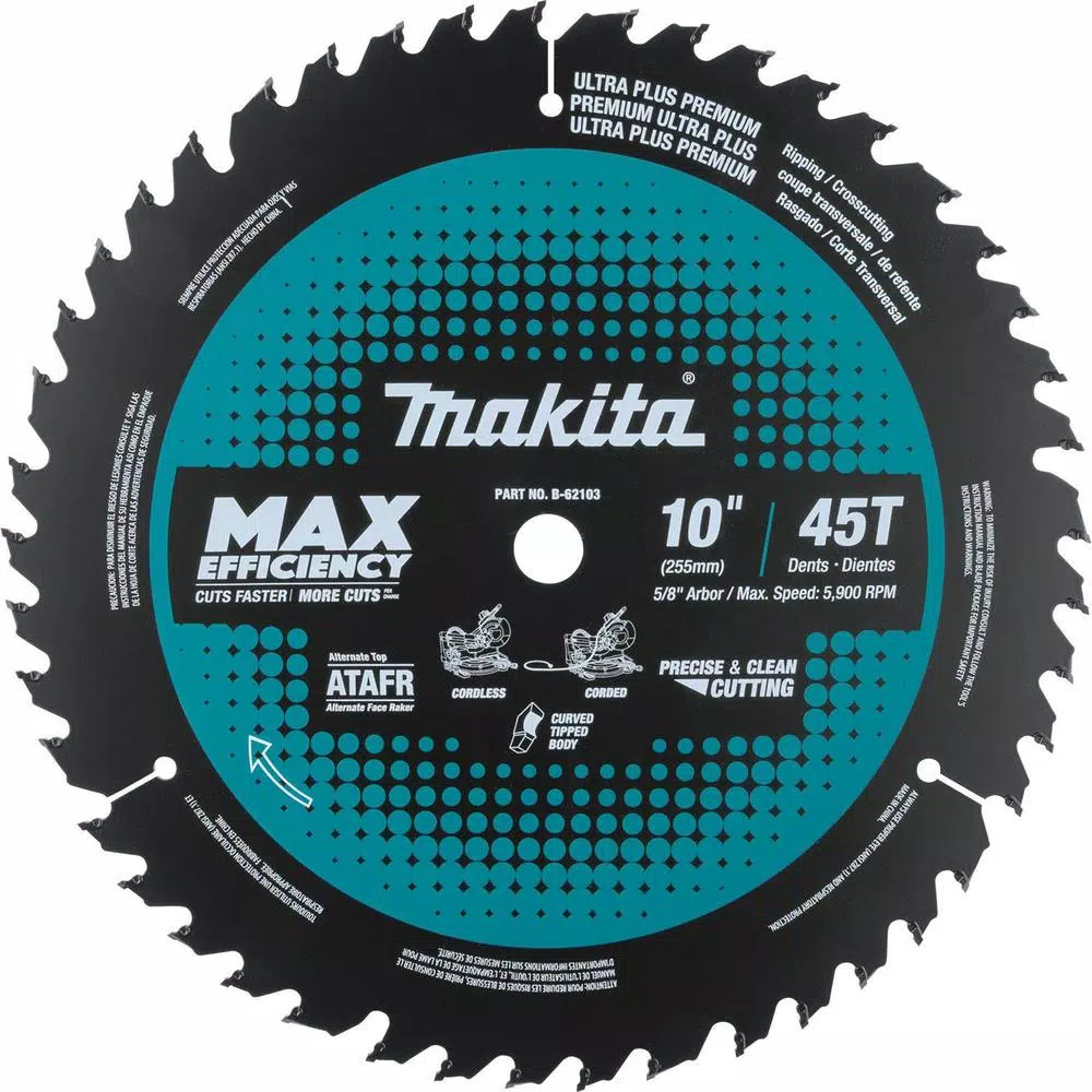 Makita 10 in. 45T Carbide-Tipped Max Efficiency Miter Saw Blade and#8211; XDC Depot - Mycitystee
