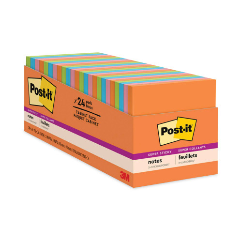 Post-it Pads in Rio de Janeiro Colors， 3 x 3， 70-Sheet Pads， 24/Pack (65424SSAUCP) - Mycitystee