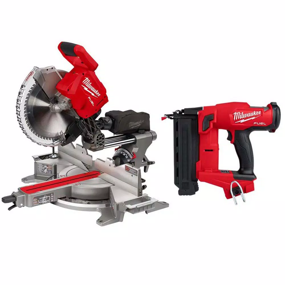 Milwaukee M18 FUEL 18-Volt Lithium-Ion Brushless 12 in. Cordless Dual Bevel Sliding Compound Miter Saw with 18-Gauge Brad Nailer and#8211; XDC Depot , - Mycitystee