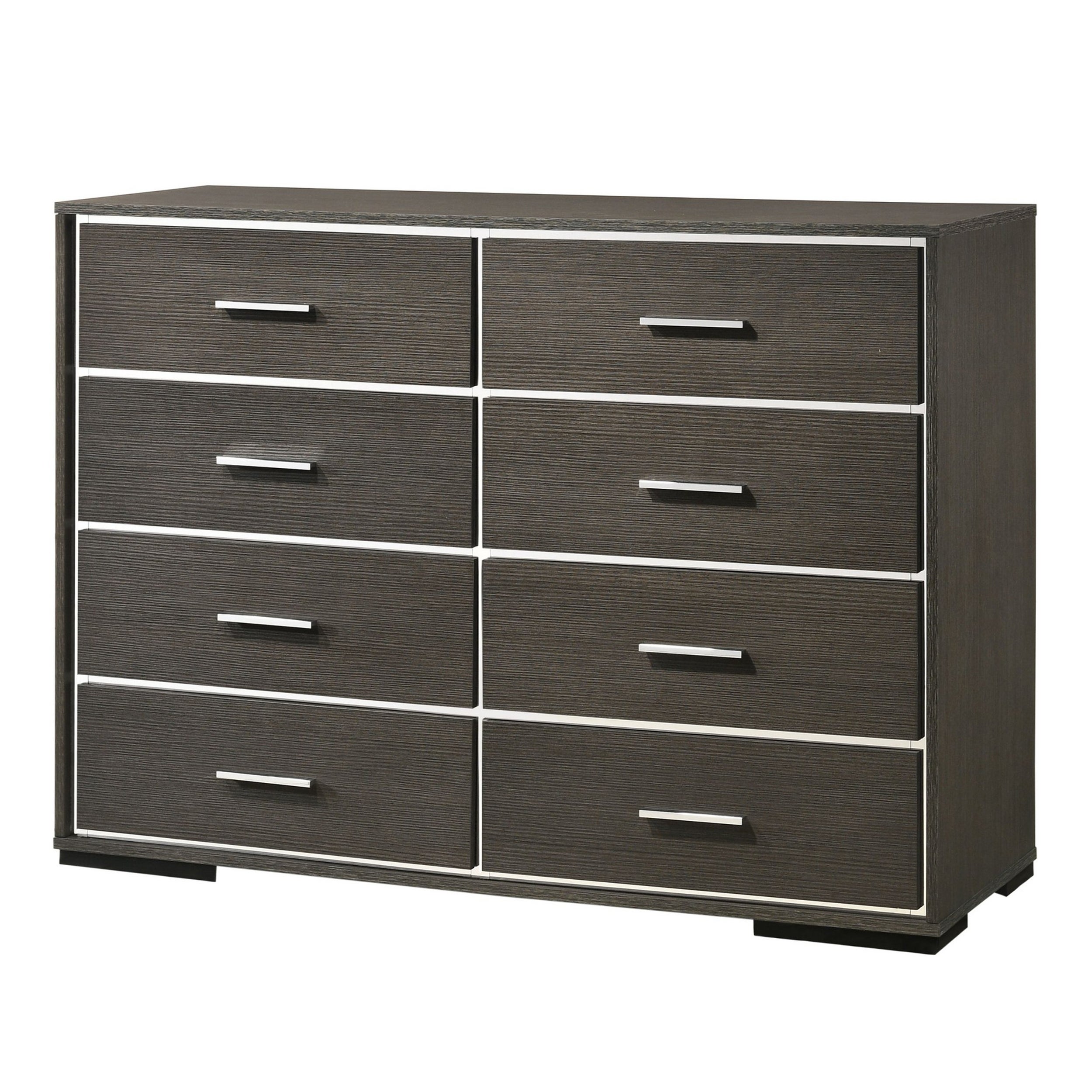 8 Drawer Wooden Dresser with Mirror Trim Accents， Gray - - 31599822 - Mycitystee