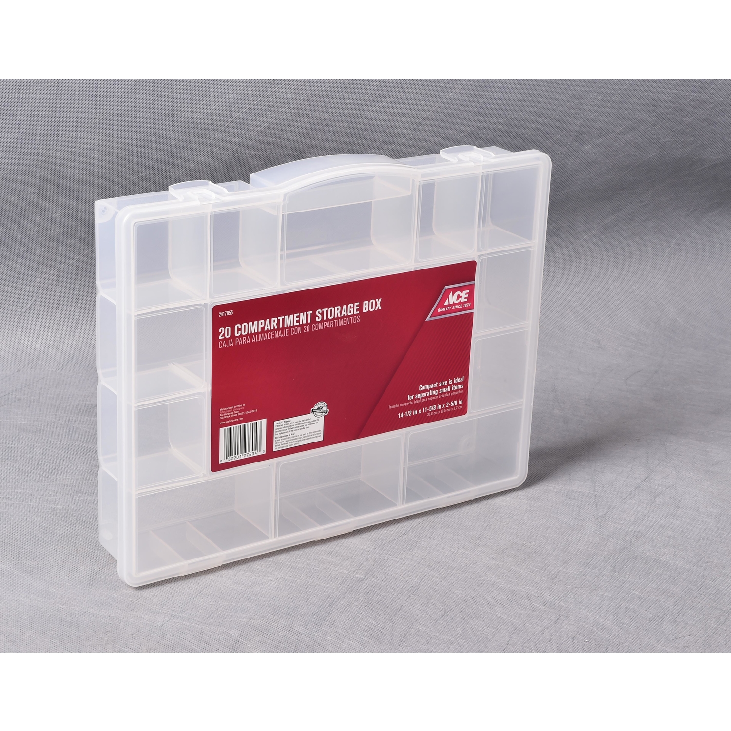 Ace 14-1/2 in. W X 2-11/16 in. H Storage Box Plastic 20 compartments Clear - Mycitystee