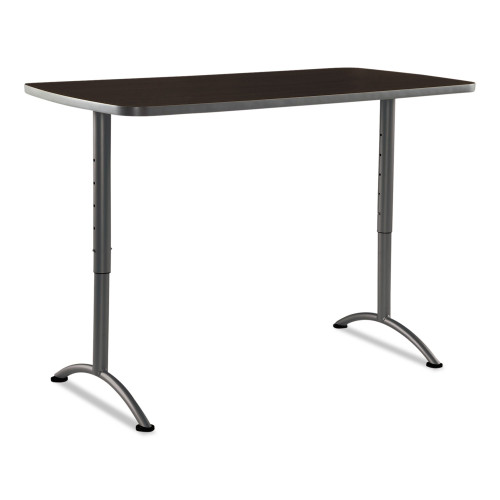 Iceberg ARC Adjustable-Height Table， Rectangular Top， 30w x 60d x 30 to 42h， Walnut/Gray (69314) - Mycitystee