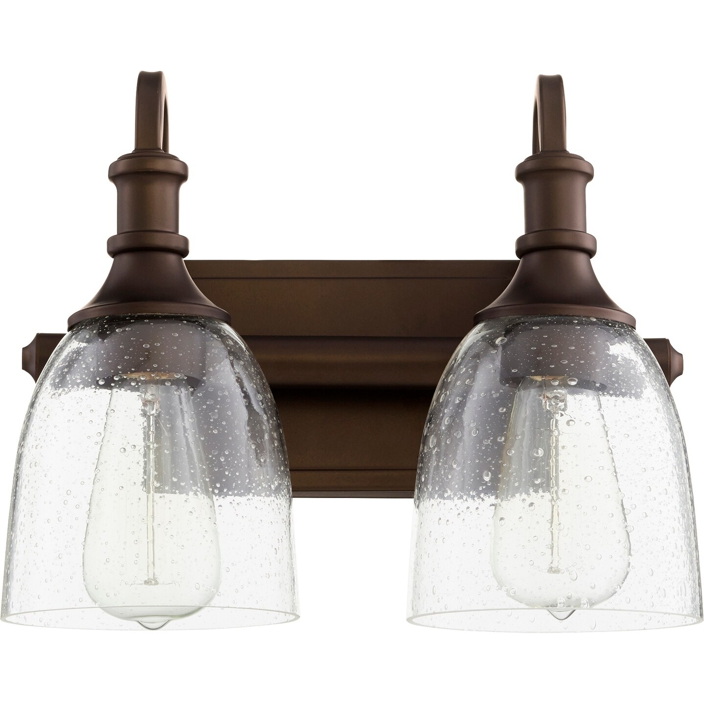 Quorum International Richmond Family 2 Light Clear Seeded Vanity Fixture. - Oiled Bronze - Mycitystee