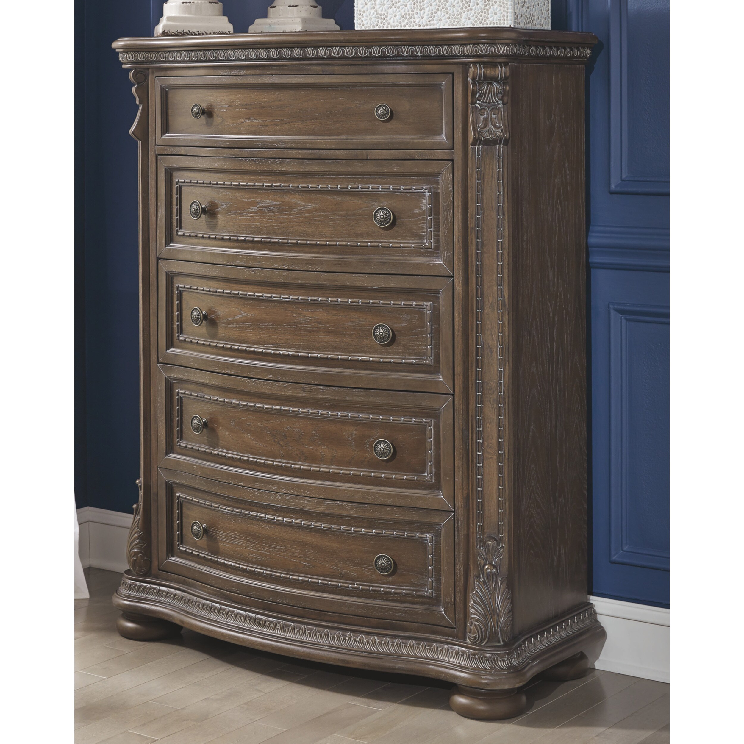 Charmond Five Drawer Chest - Traditional Style - Brown - - 27415589 - Mycitystee