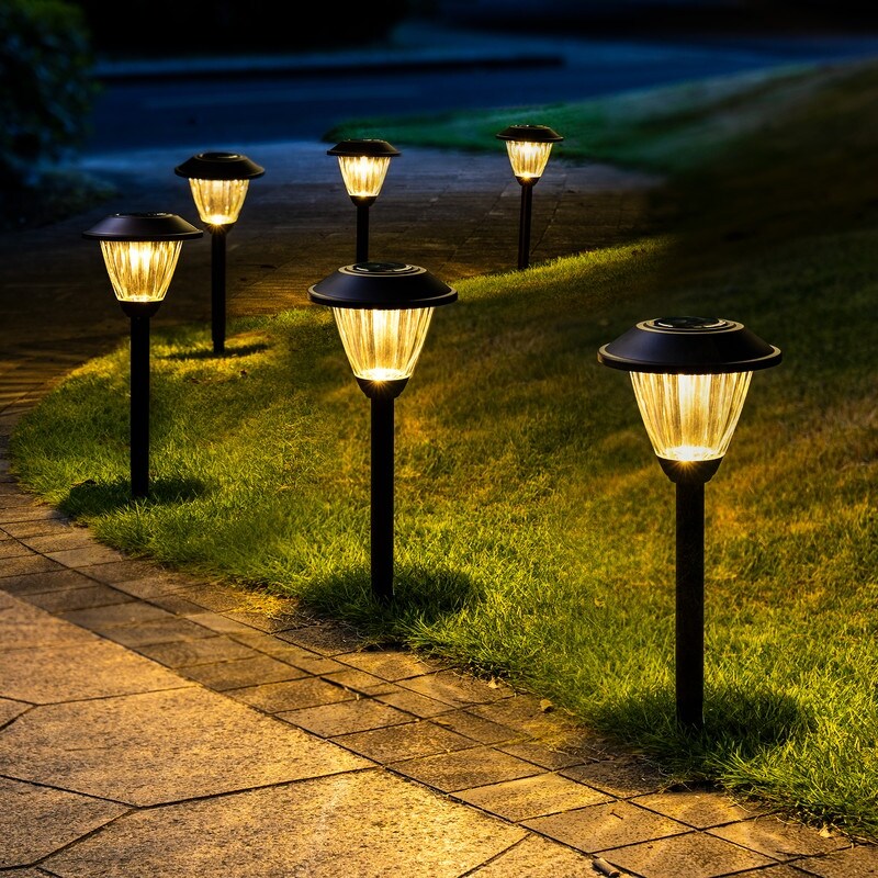 Solar Powered Outdoor Pathway Metal and Glass 6 Pack Light - Mycitystee