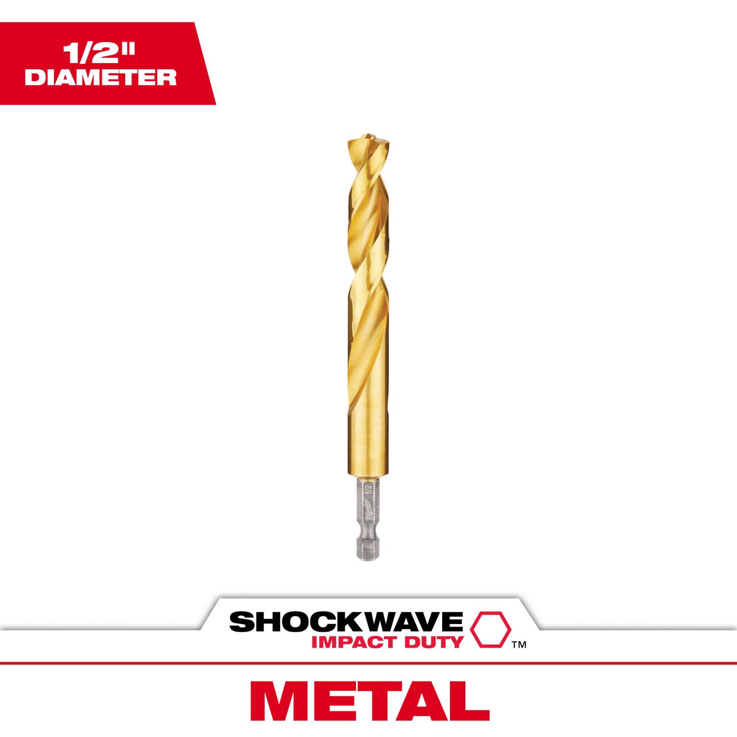 Milwaukee Shockwave 1/2 in. X 5-1/8 in. L Titanium Red Helix Drill Bit 1 pc - Mycitystee