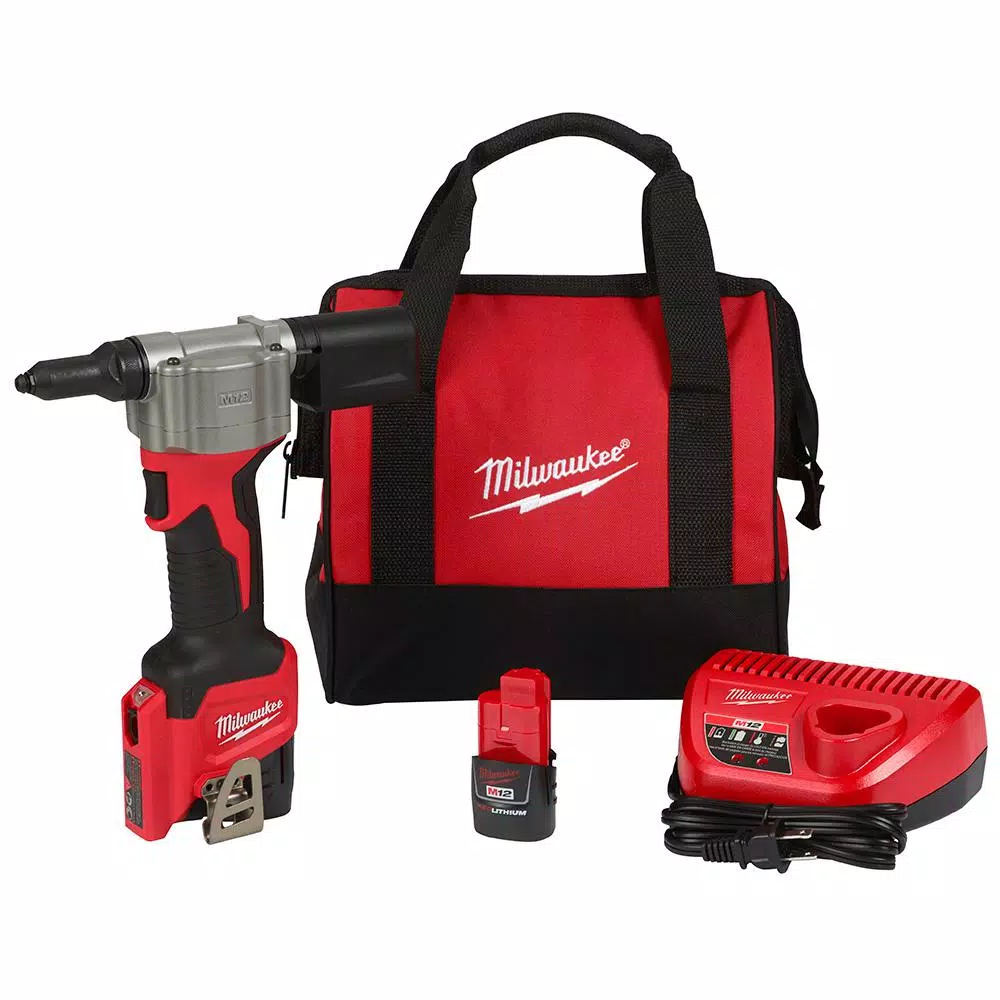 Milwaukee M12 12-Volt Lithium-Ion Cordless Rivet Tool Kit with (2) 1.5Ah Batteries and Charger and#8211; XDC Depot - Mycitystee