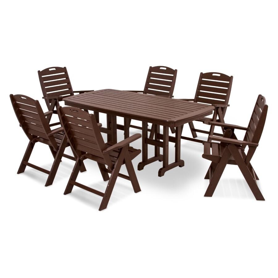 POLYWOOD Nautical 7-Piece Dining Set in Mahogany - Mycitystee