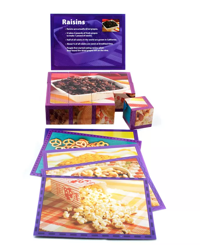 Stages Learning Materials Real Picture Snacks Wooden Cube Puzzle 12 Piece - Mycitystee
