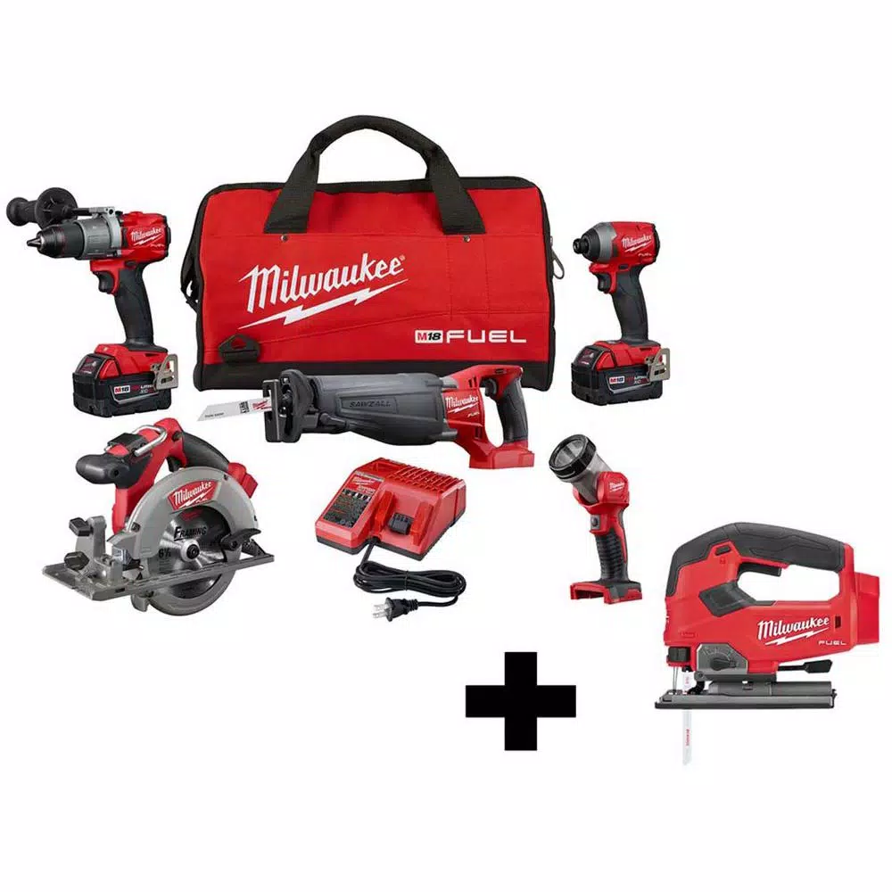 Milwaukee M18 FUEL 18-Volt Lithium-Ion Brushless Cordless Combo Kit (5-Tool) with  M18 FUEL Cordless Jig Saw and#8211; XDC Depot - Mycitystee
