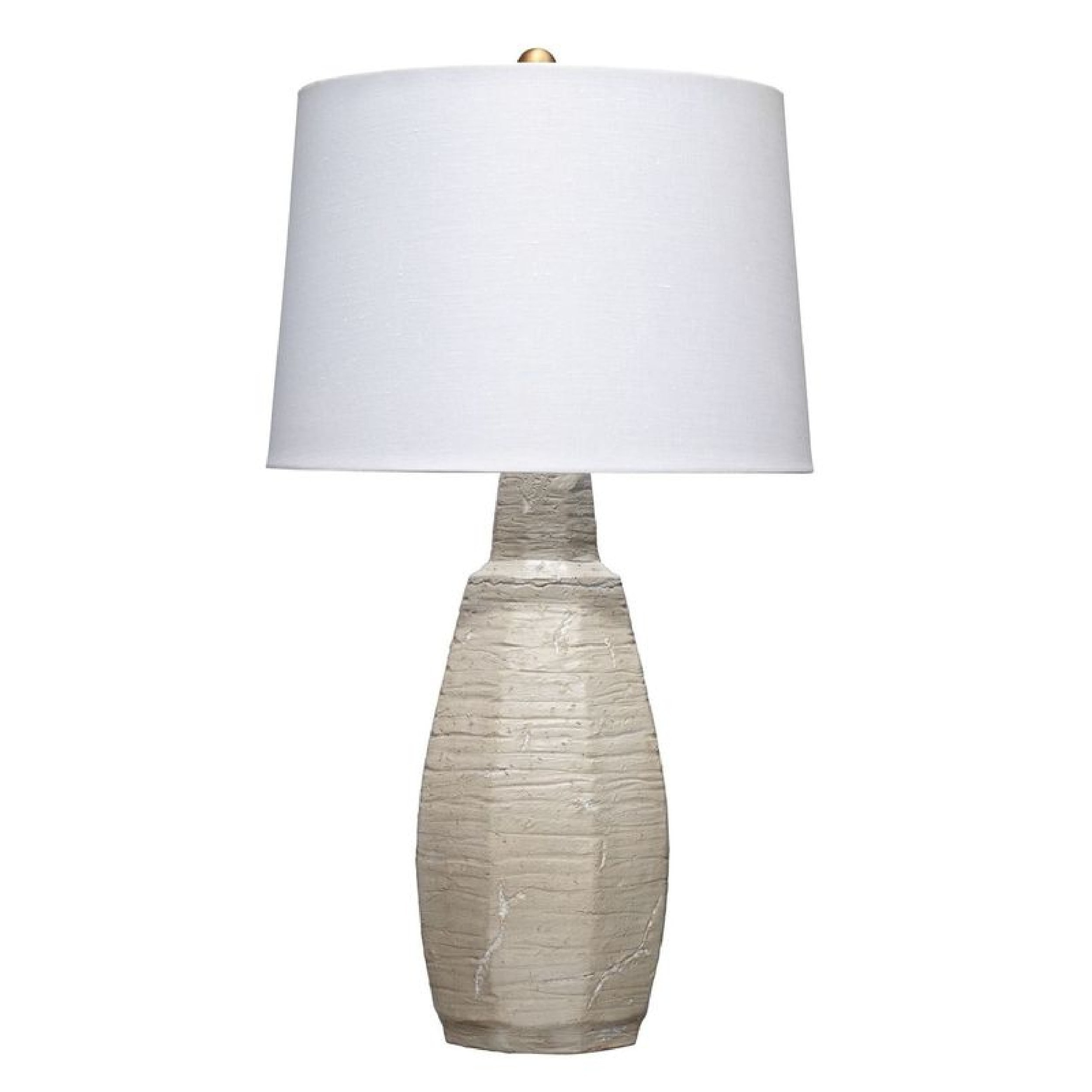 30 Inch Ceramic Table Lamp with Textured Design Base， White - Mycitystee