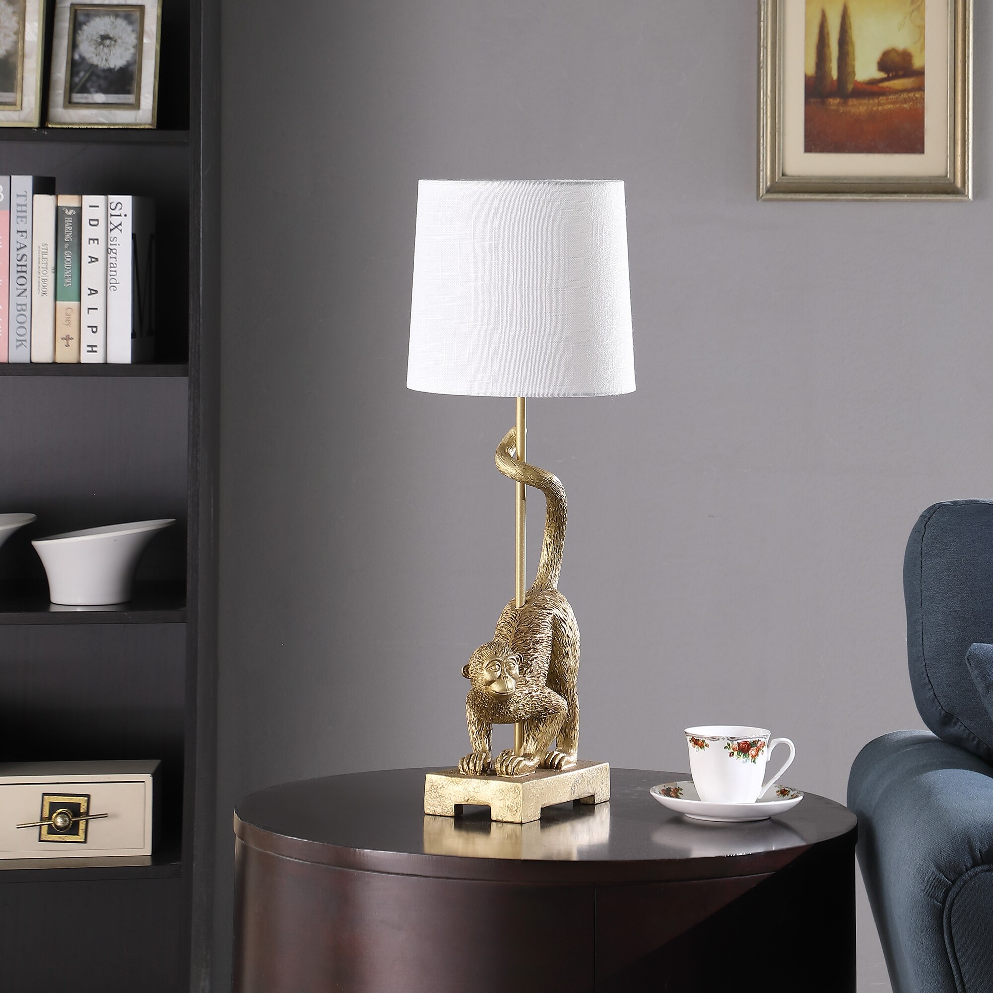 Wildlife Old World Capuchin Monkey Polyresin Table Lamp - Mycitystee