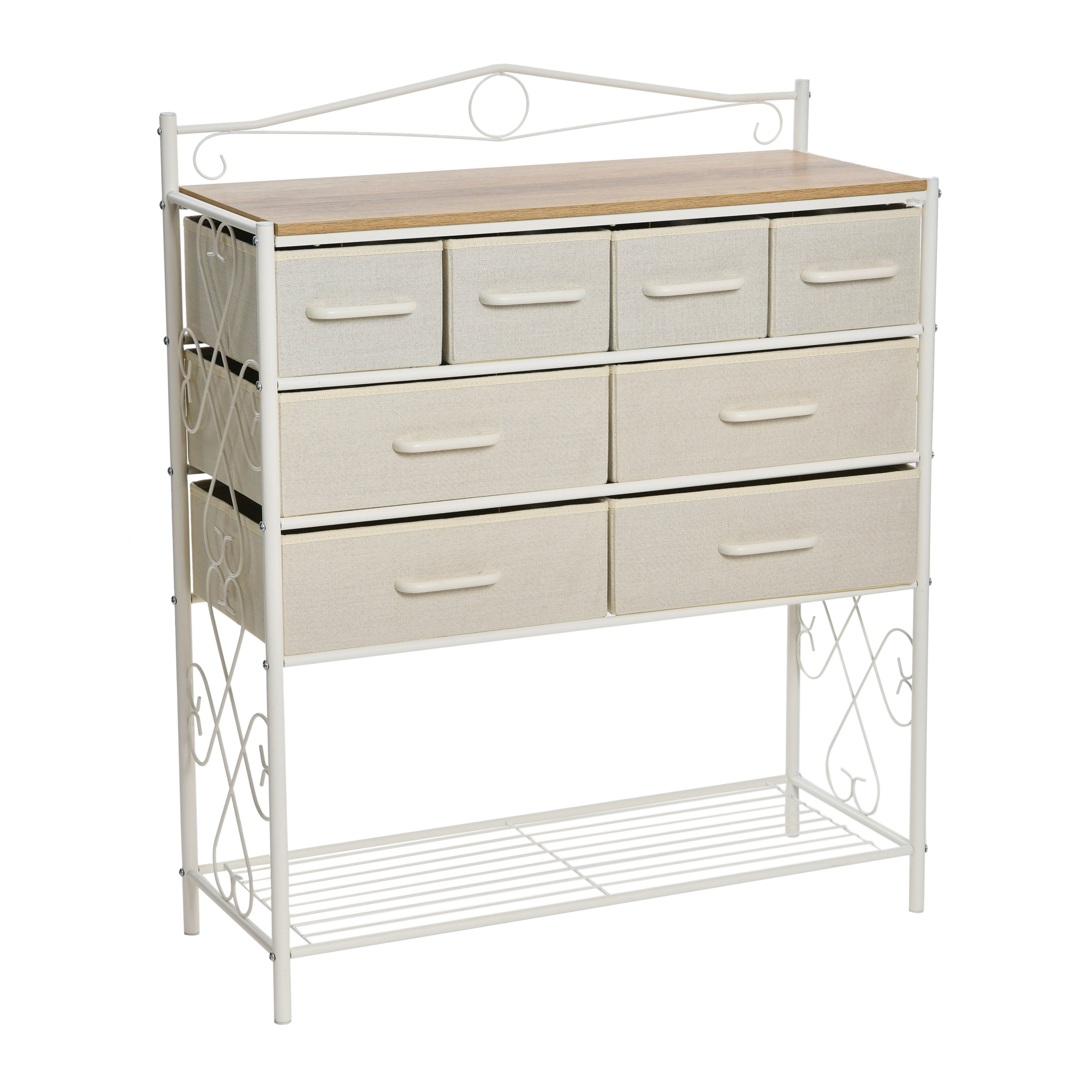 Wide Dresser with Storage Rack， Victorian Metal Frame and 8 Drawers， use as Dresser， Entryway Console and More - - 35660442 - Mycitystee