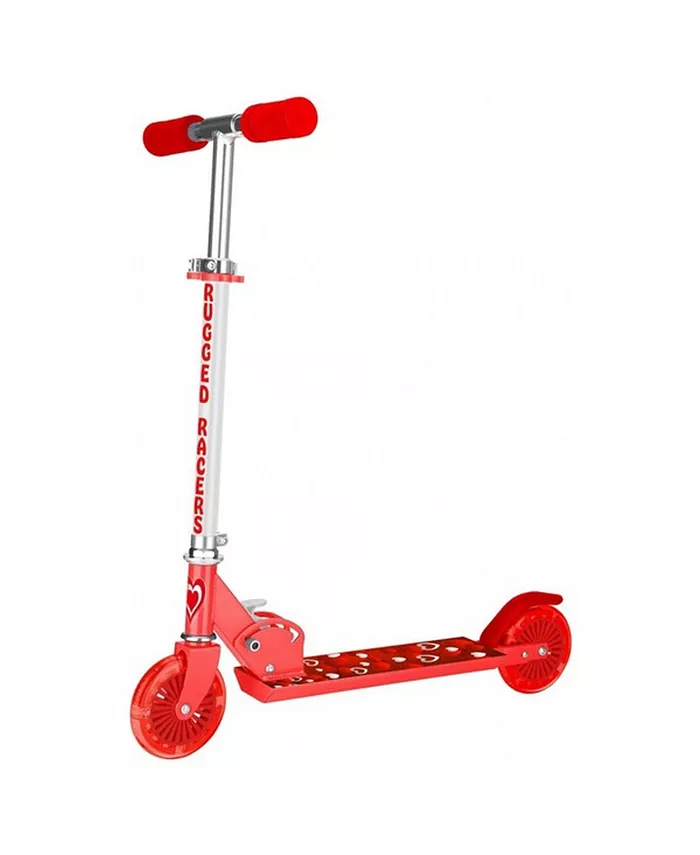 Rugged Racers 2 Wheel Scooter with Heart Print and LED Lights - Mycitystee