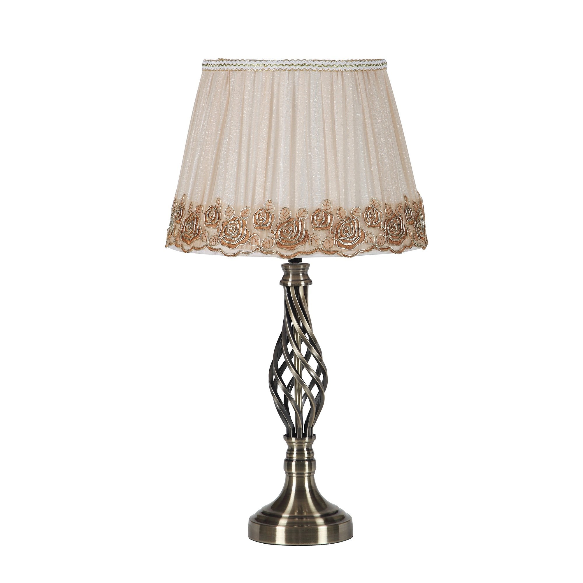 Table Lamp with Open Twisted Metal Base， Antique Brass - Mycitystee