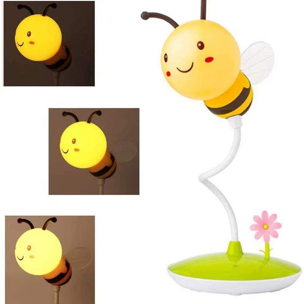 Cute Bumblebee LED Desk Lamp Touch Control Dimming 3 Brightness and 360°Flexible Gooseneck Eye-Care USB Rechargeable - Mycitystee
