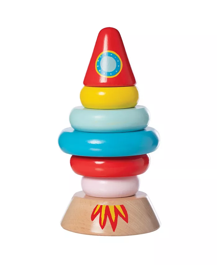 Manhattan Toy Company Stacker Rocket Baby and Toddler 7 Piece Magnetic Wooden Stacking Toy Set - Mycitystee