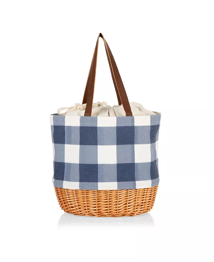 Picnic Time Coronado Canvas and Willow Basket Tote Bag - Mycitystee