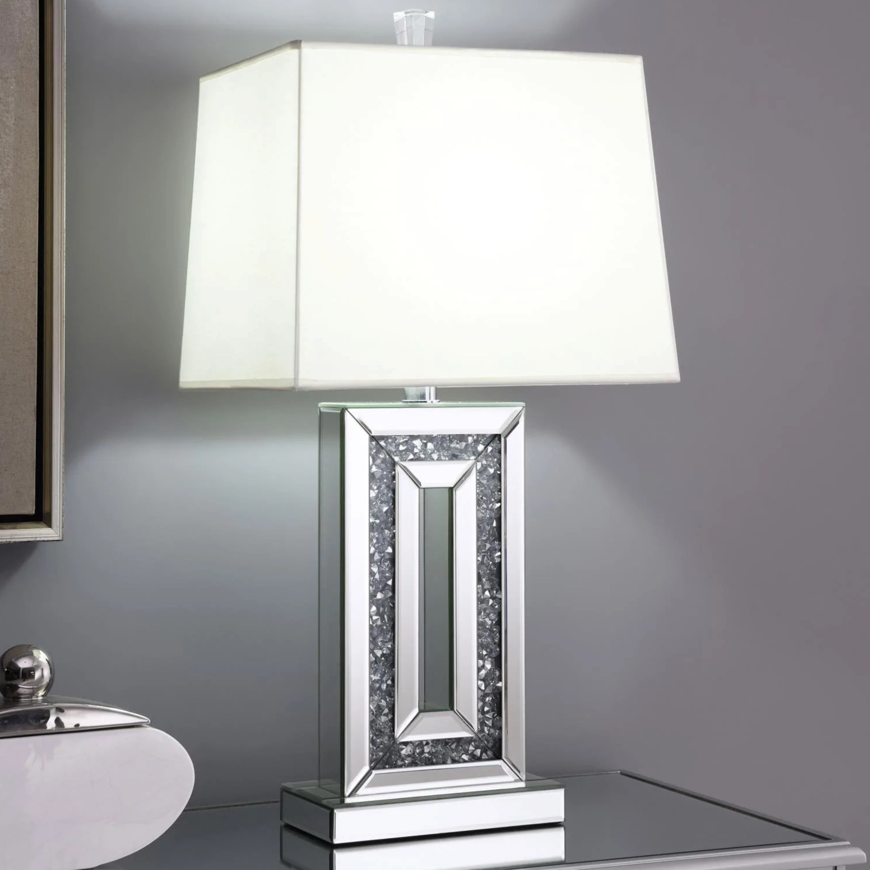 Glamorous Contemporary Crystal Designed Mirrored Table Lamp - Mycitystee
