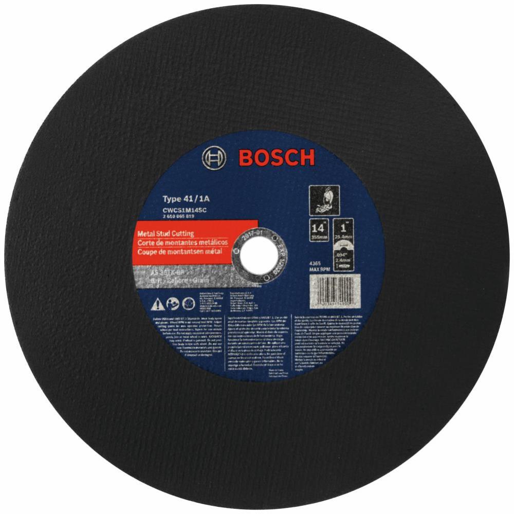 Bosch 14 In. 3/32 In. 1 In. Arbor Type 1A (ISO 41) 36 Grit Metal Stud/Stainless Cutting Bonded Abrasive Wheel CWCS1M14SC from Bosch - Mycitystee