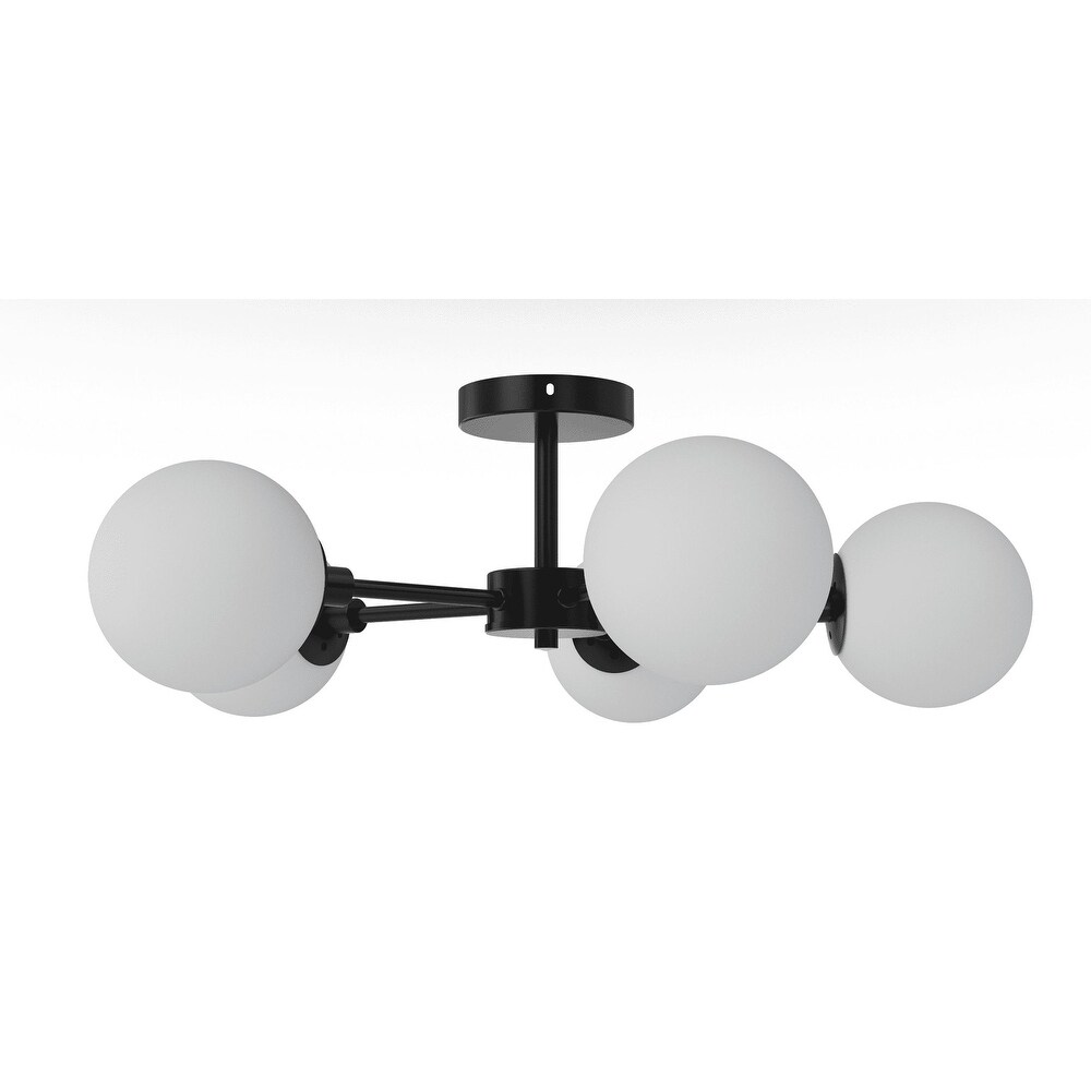 5 Lights Matte Black Flush Mount Ceiling Light Included T6 40W - Mycitystee