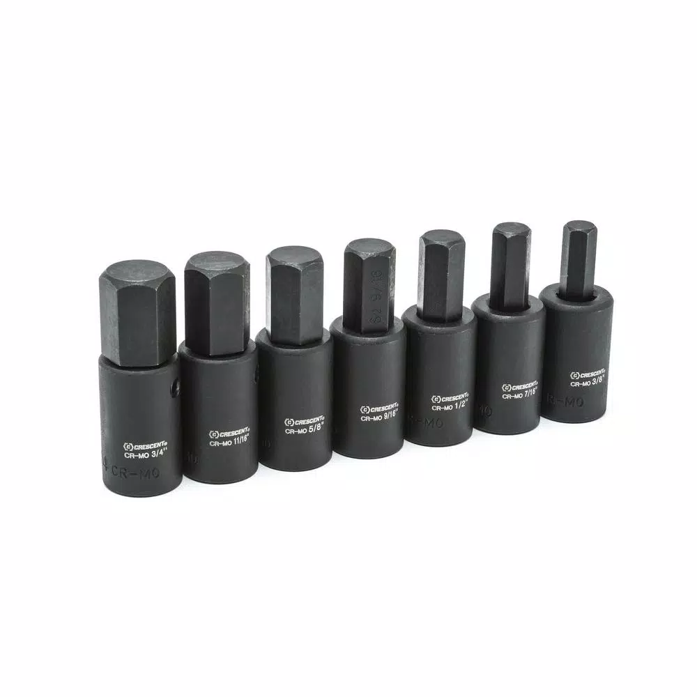 Crescent 1/2 in. Drive SAE Impact Hex Bit Socket Set (7-Pieces) and#8211; XDC Depot - Mycitystee