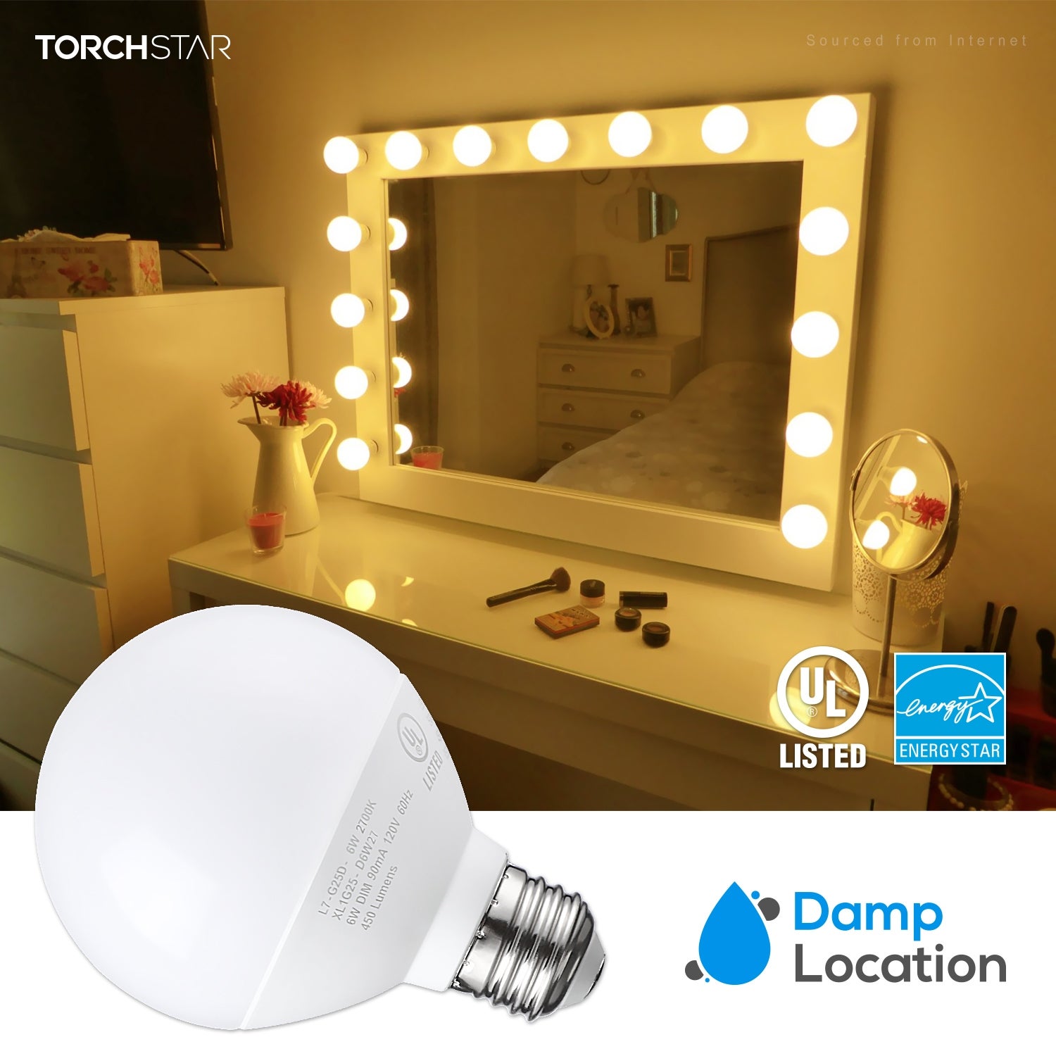 Vanity Globe Light Bulbs G25 LED for Bathroom Mirror Decorative - Mycitystee