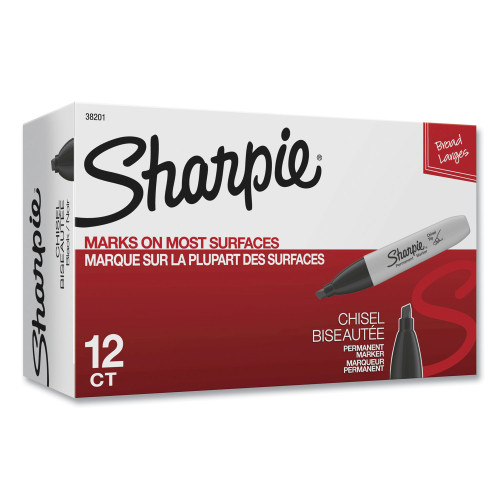 Sharpie Chisel Tip Permanent Marker， Medium， Black， Dozen (38201) - Mycitystee