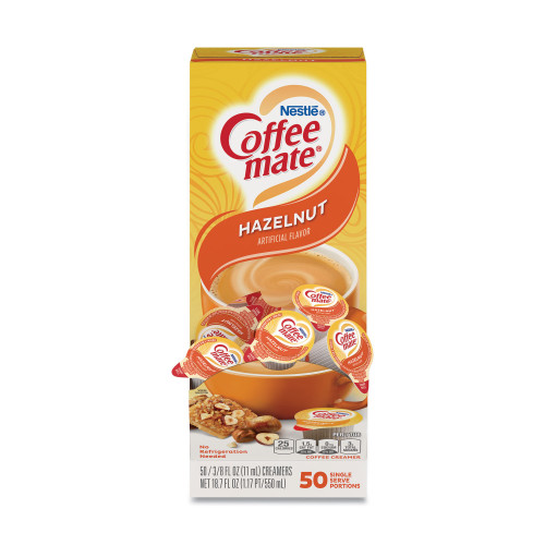 Coffee-mate Liquid Coffee Creamer， Hazelnut， 0.38 oz Mini Cups， 50/Box (35180BX) - Mycitystee