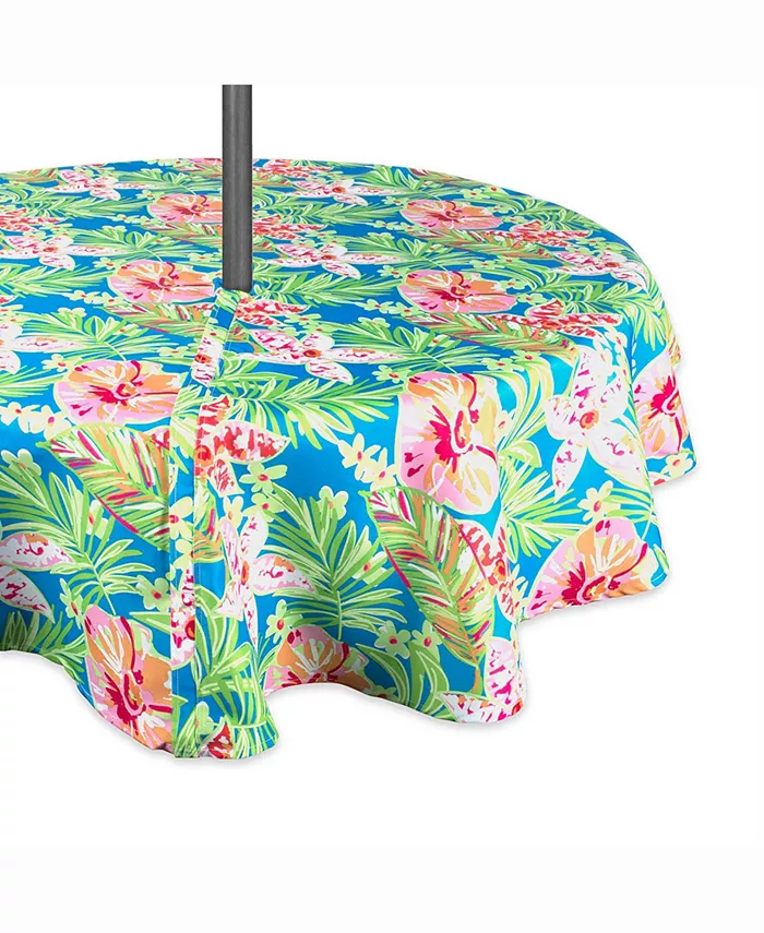 Design Imports Summer Floral Outdoor Table cloth with Zipper 52