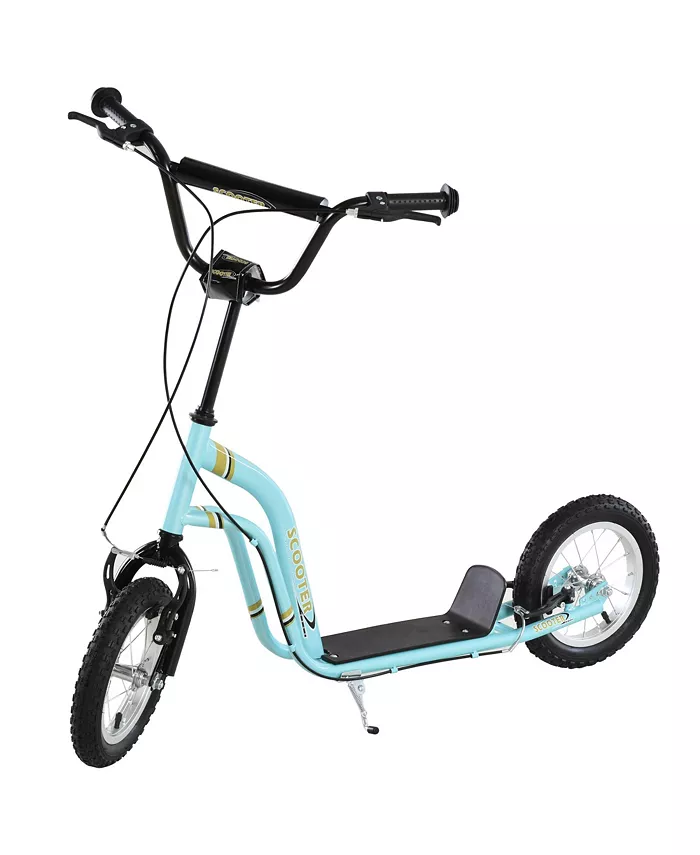 Aosom Dual Brakes Kick Scooter 12-Inch Inflatable Wheel Ride On， For Age 5+ - Mycitystee