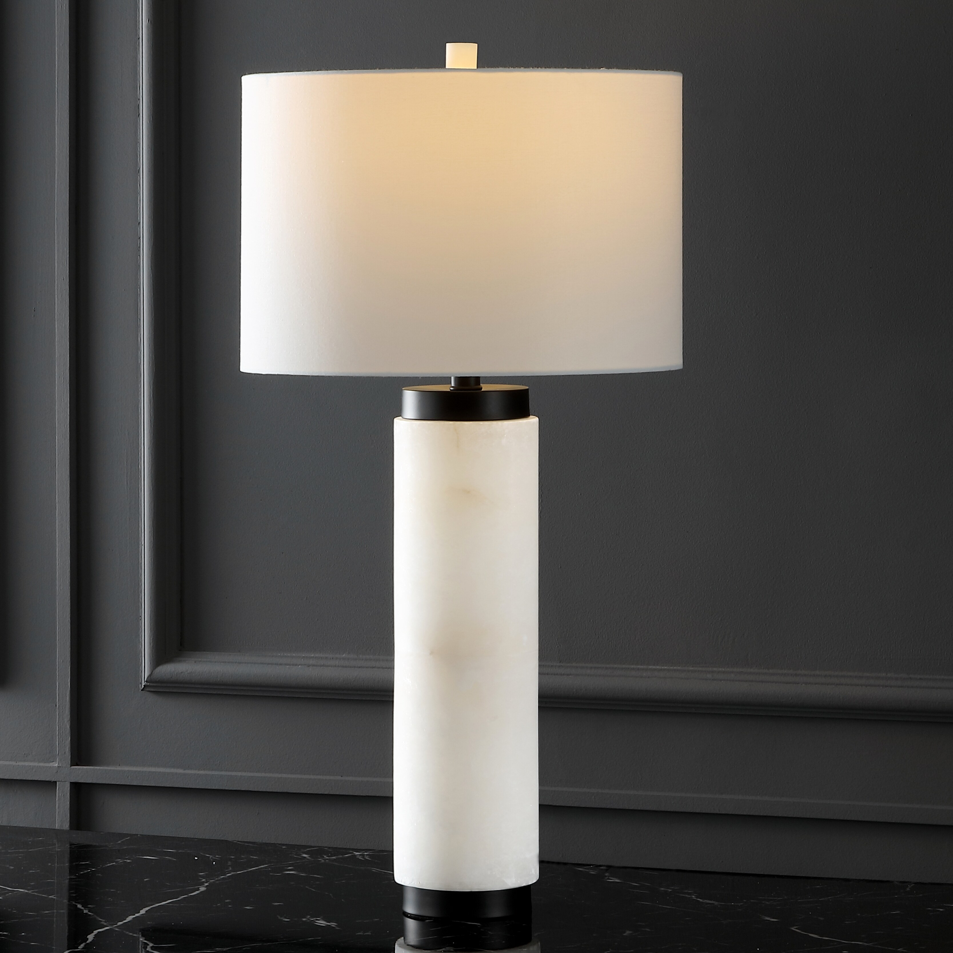 SAFAVIEH Couture Sydni Alabaster Pillar Table Lamp - 15 IN W x 15 IN D x 30 IN H - Mycitystee