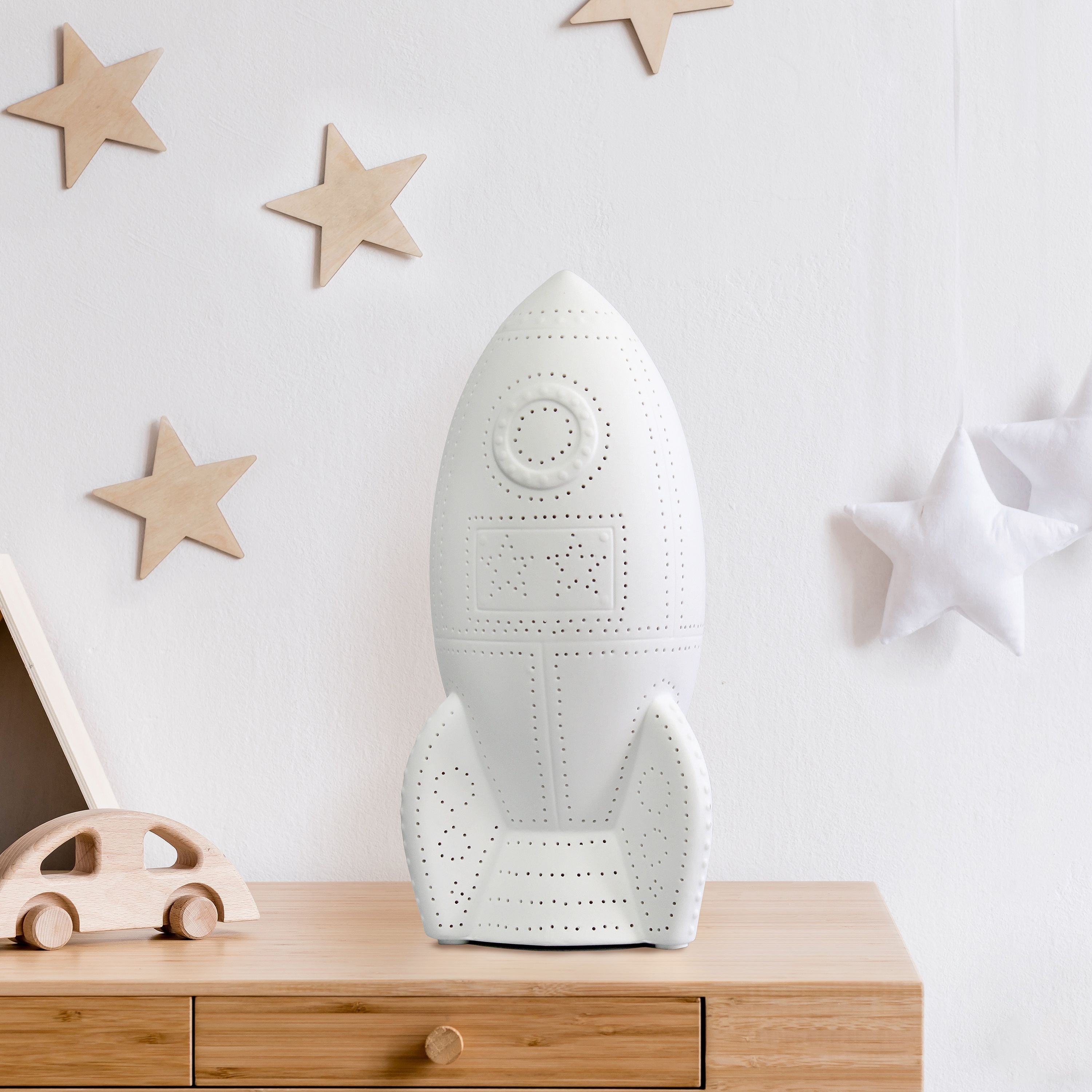 Simple Designs Porcelain Rocketship Table Lamp - 6