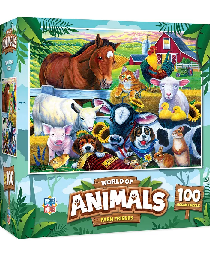 MasterPieces Puzzles World of Animals - Farm Friends 100 Piece Kids Puzzle - Mycitystee
