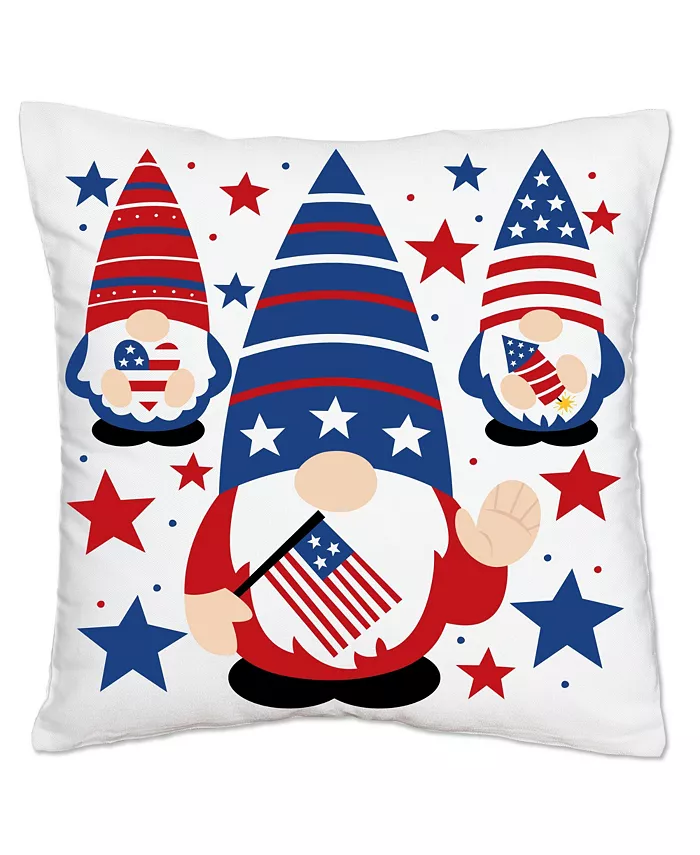 Big Dot of Happiness Patriotic Gnomes - Holiday Gnome Party Home Decor Throw Pillow Cover 16 x 16 In - Mycitystee