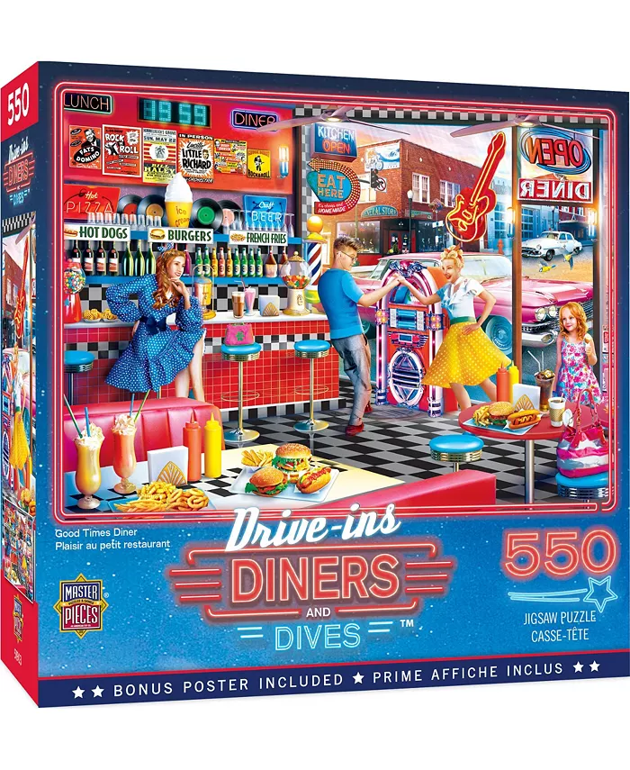 MasterPieces Puzzles Drive-Ins， Diners Dives - Good Times Diner 550 Piece Puzzle - Mycitystee