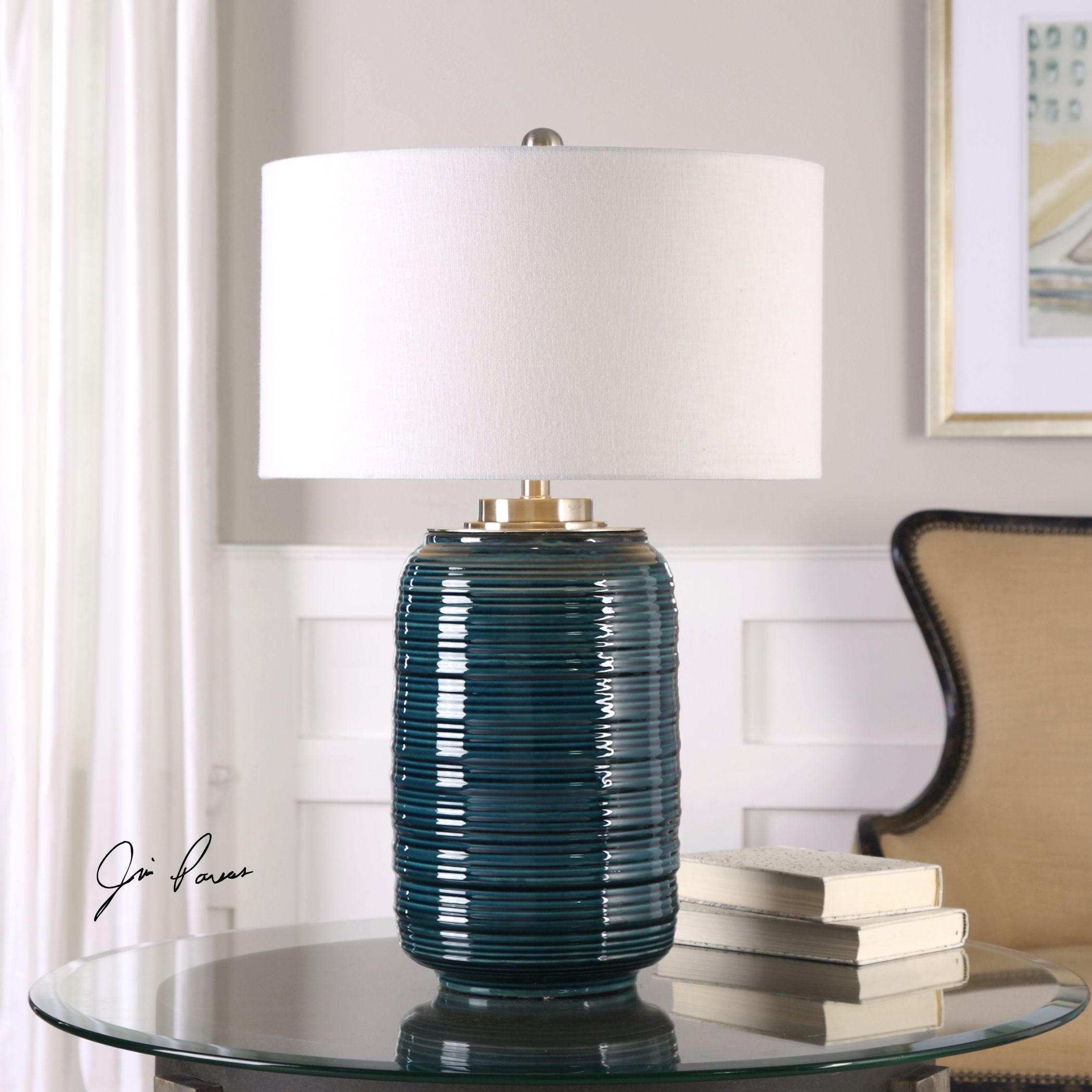 Uttermost Delane Dark Teal Table Lamp - Mycitystee