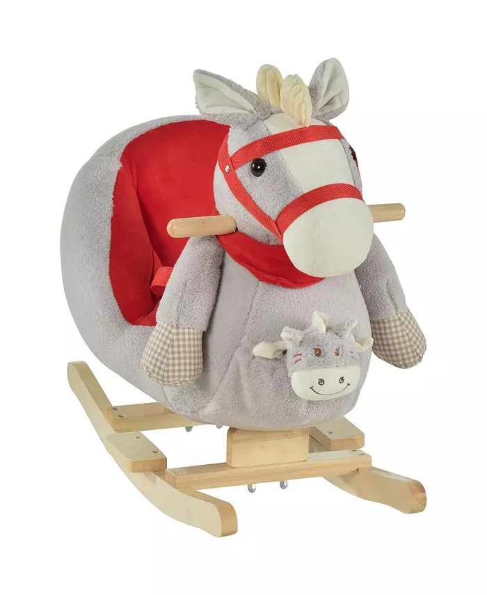 Qaba Indoor Childrens Horse Animal Chair for Kids 18-36 Months Old， Grey - Mycitystee