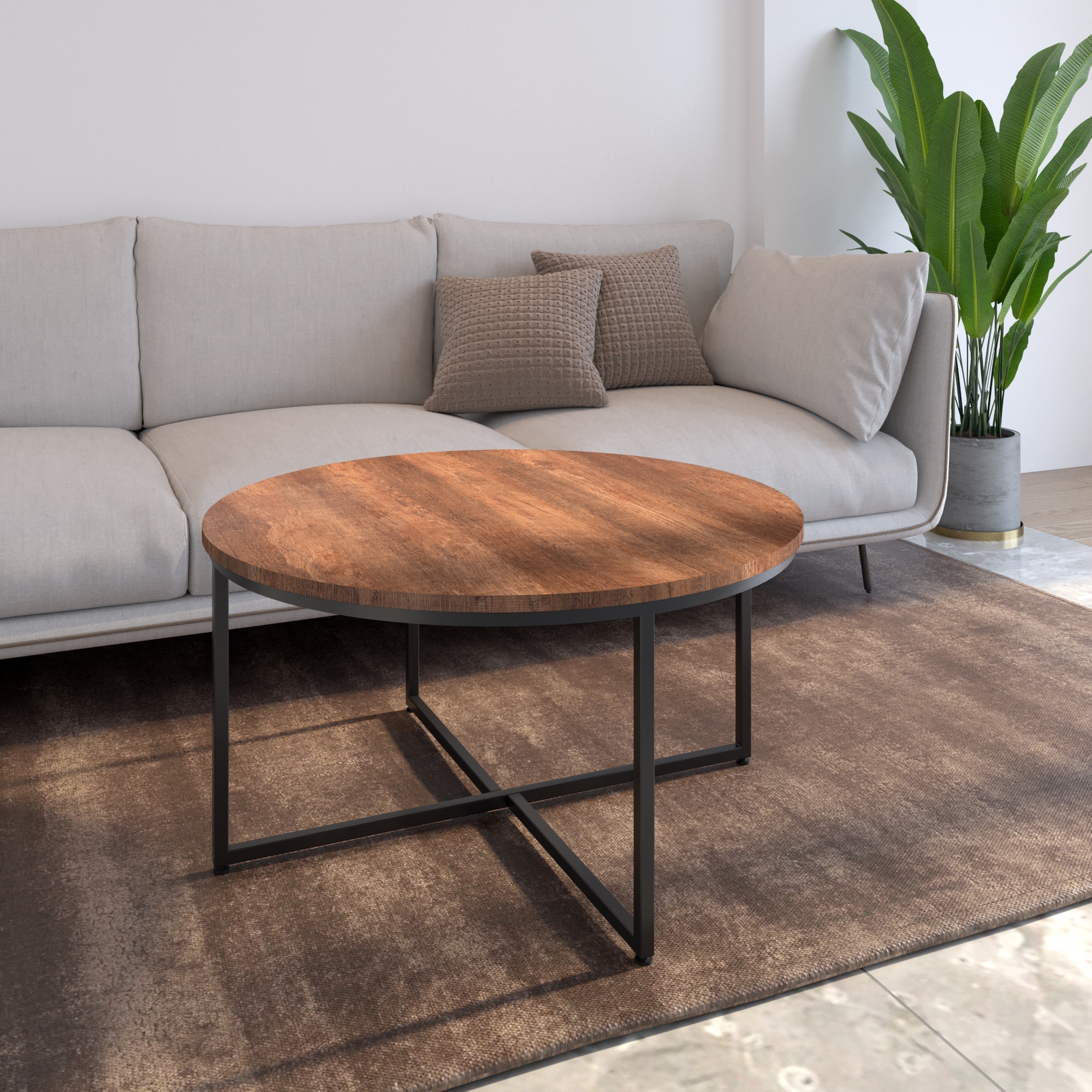 Wooden Round Coffee table - Mycitystee
