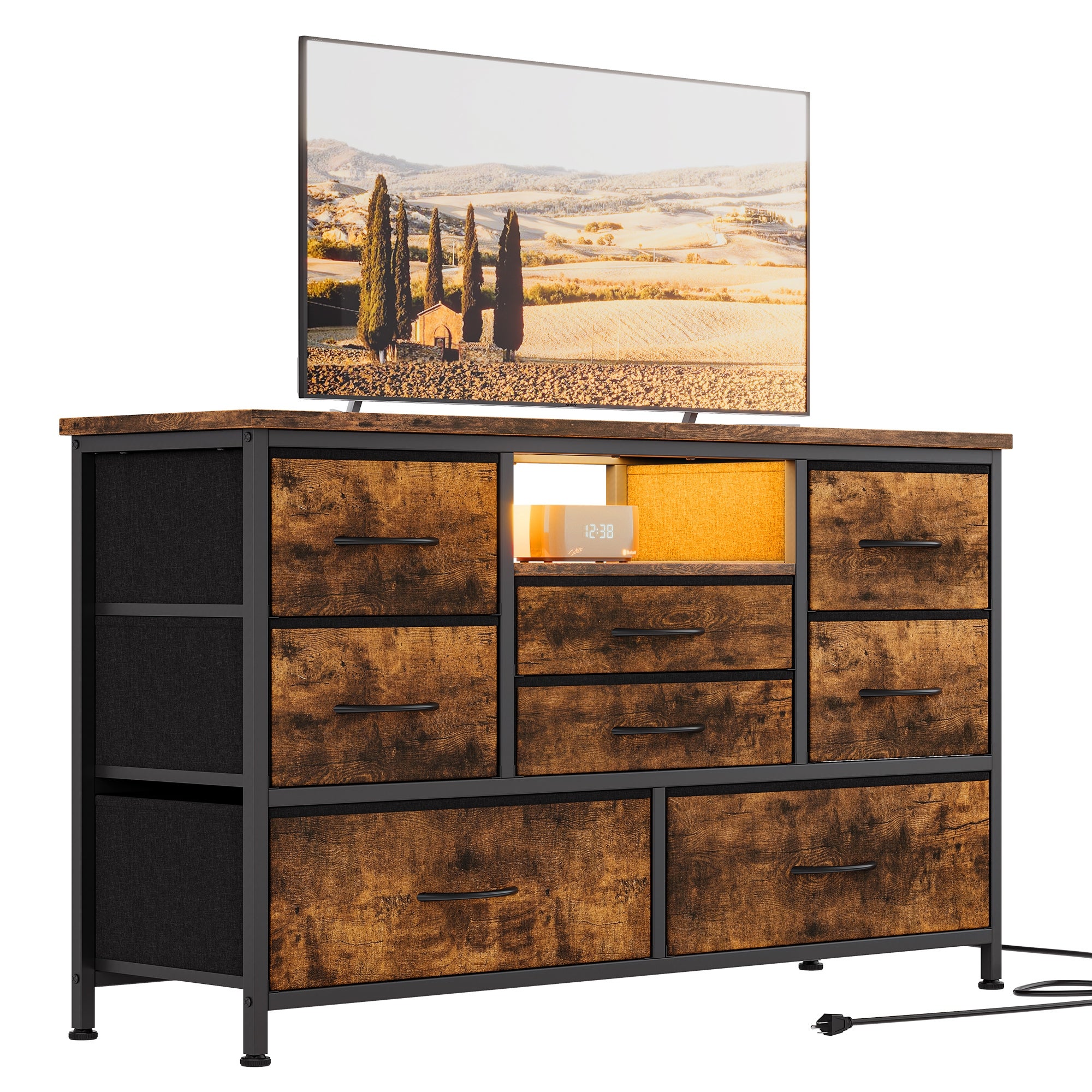 8 Drawers TV Stand with Power Outlet - - 38000866 - Mycitystee