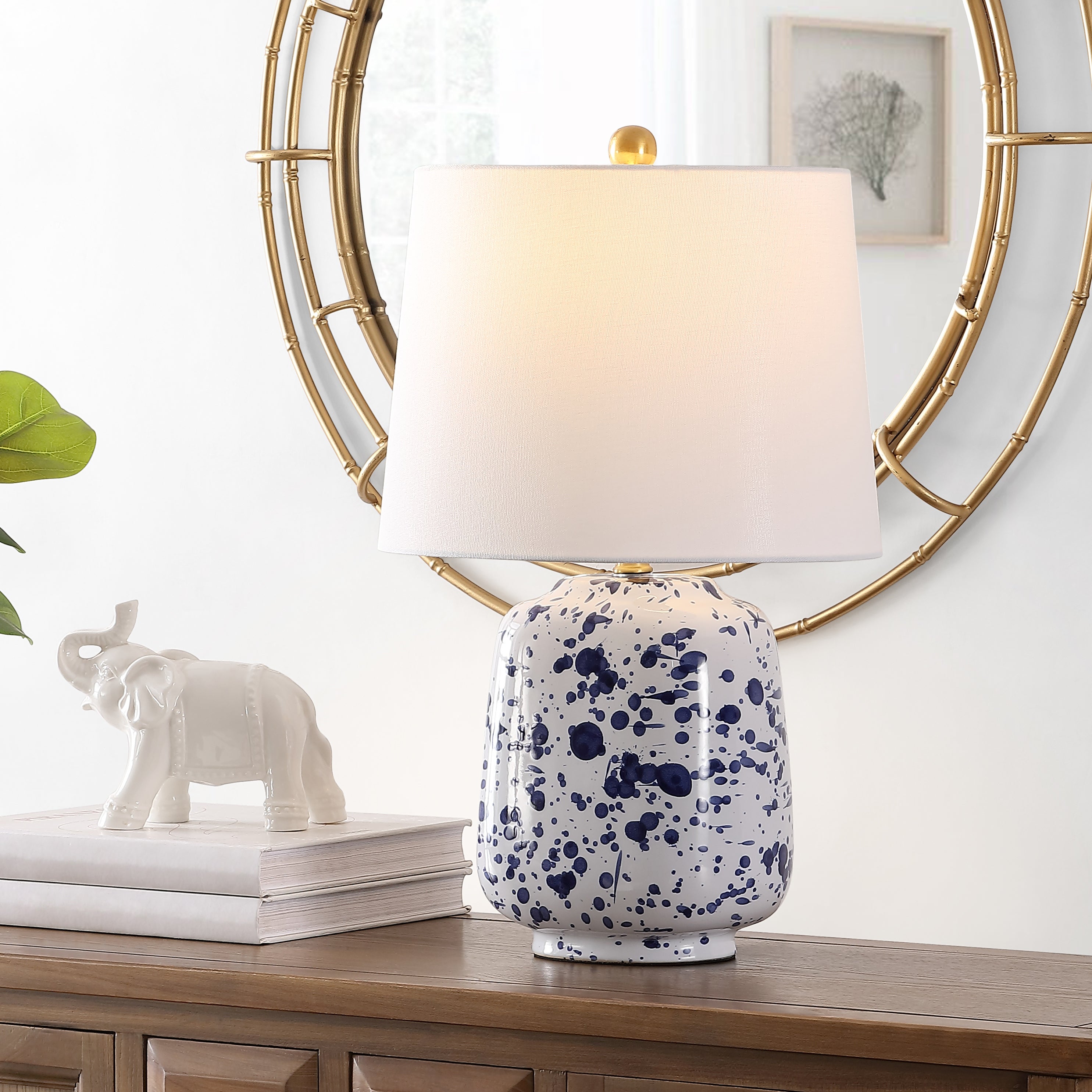 SAFAVIEH Lighting Greyon Navy Blue 23-inch Ceramic LED Table Lamp - 14