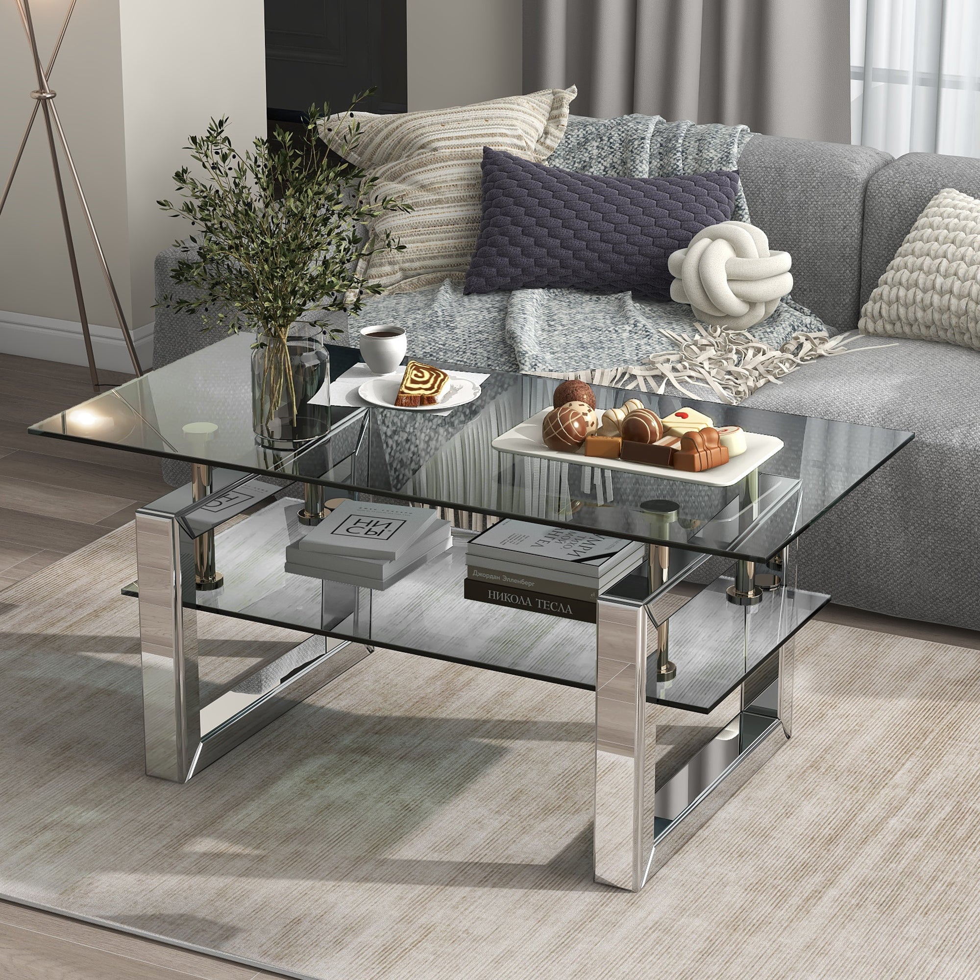 Transparent Tempered Glass Coffee Table - Mycitystee