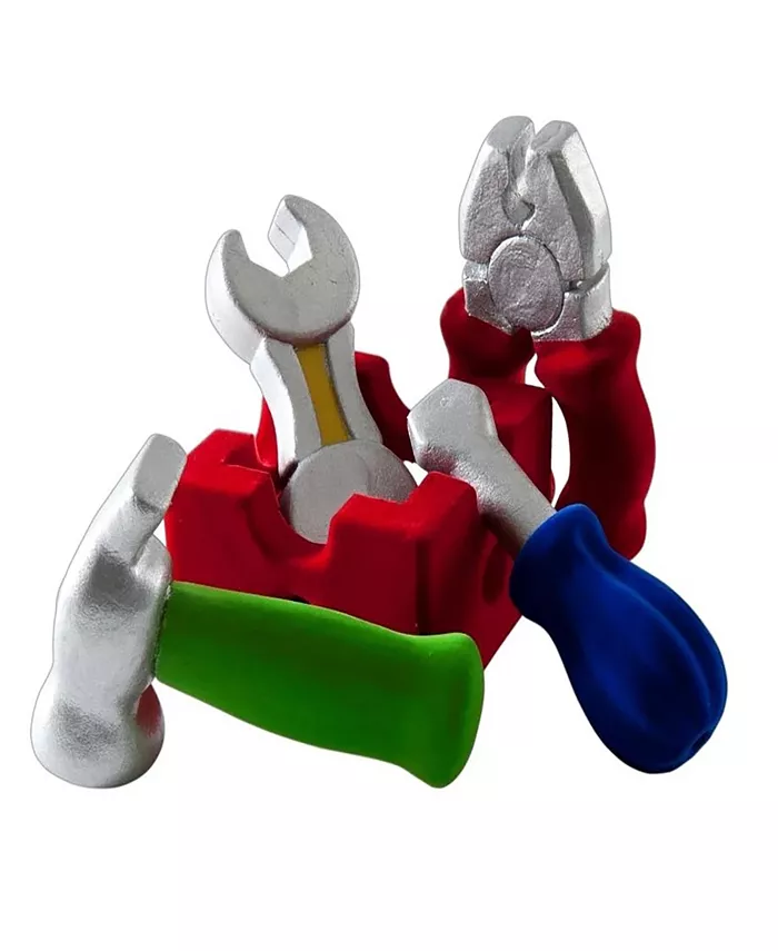 Rubbabu Pretend Play Tool Set 4 Piece Set With Caddy - Mycitystee
