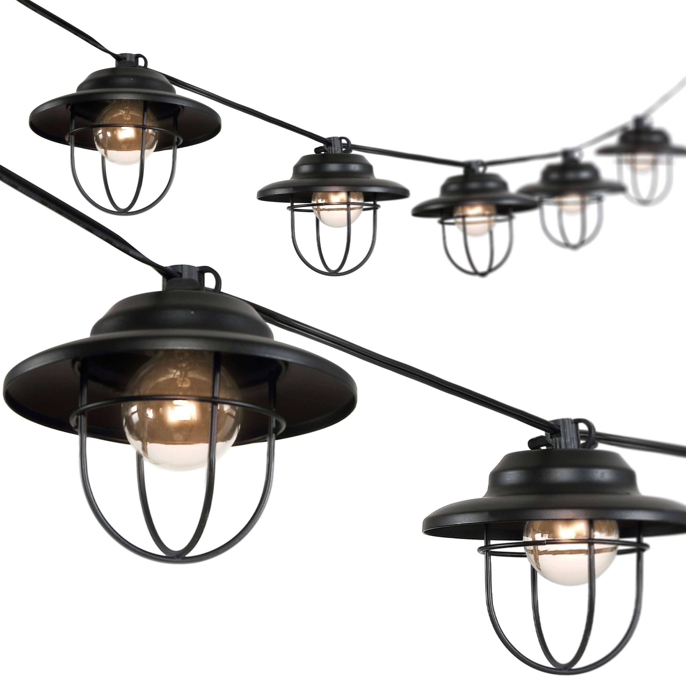 10-Light Indoor/Outdoor 10 ft G40 Metal Cage Shade String Lights by JONATHAN Y Shopping - The Best Deals on String Lights | 39804002 - Mycitystee