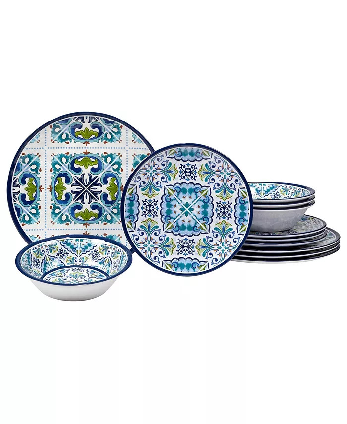 Certified International Certified Mosaic 12 Piece Melamine Dinnerware Set - Mycitystee