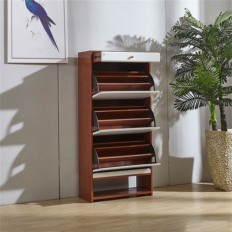 Wooden shoe rack cabinet with ironing stand design - - 35714671 - Mycitystee