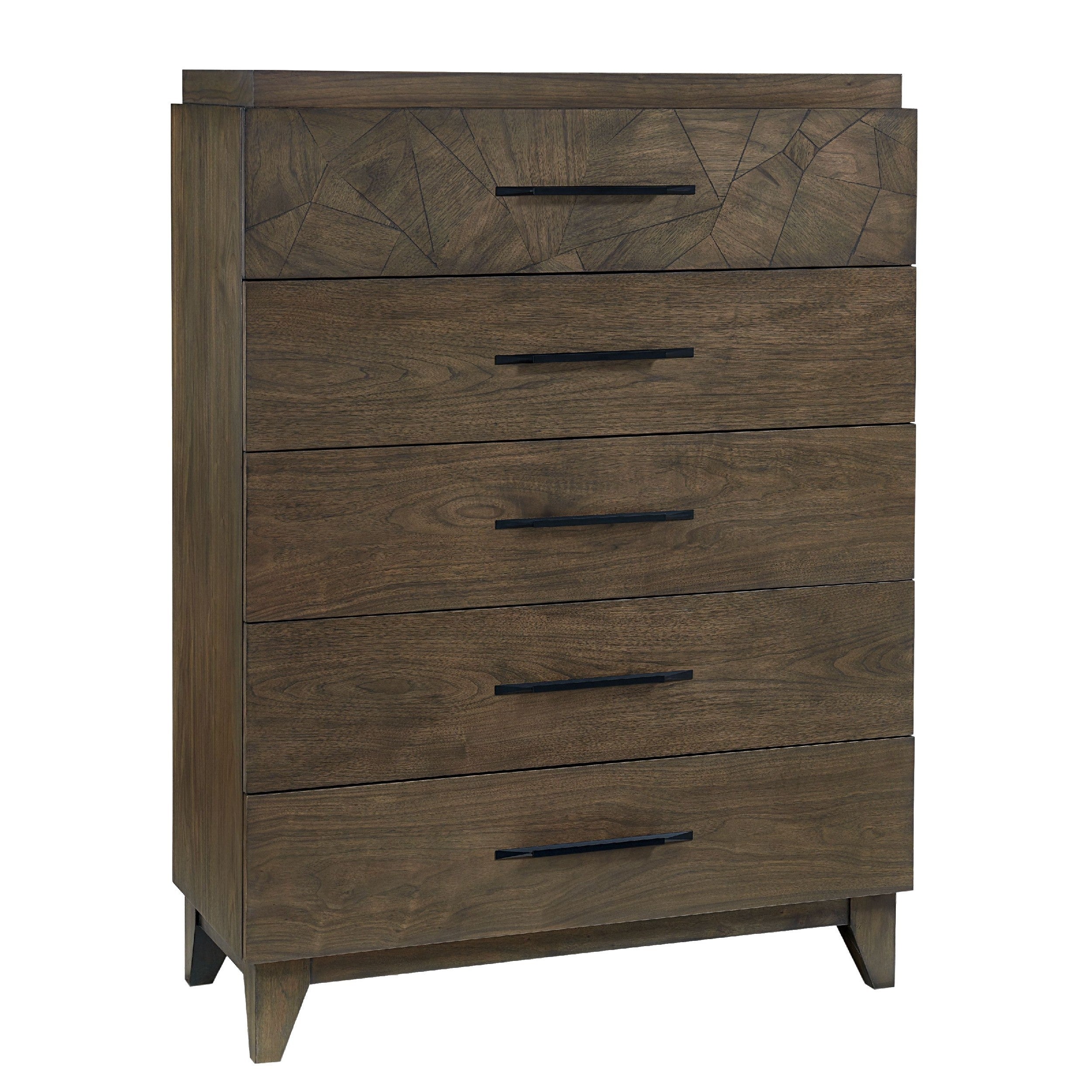 54 Inch Dee Tall Wood Chest Dresser， 5 Drawers， Geometric， Oat Brown - - 35628559 - Mycitystee