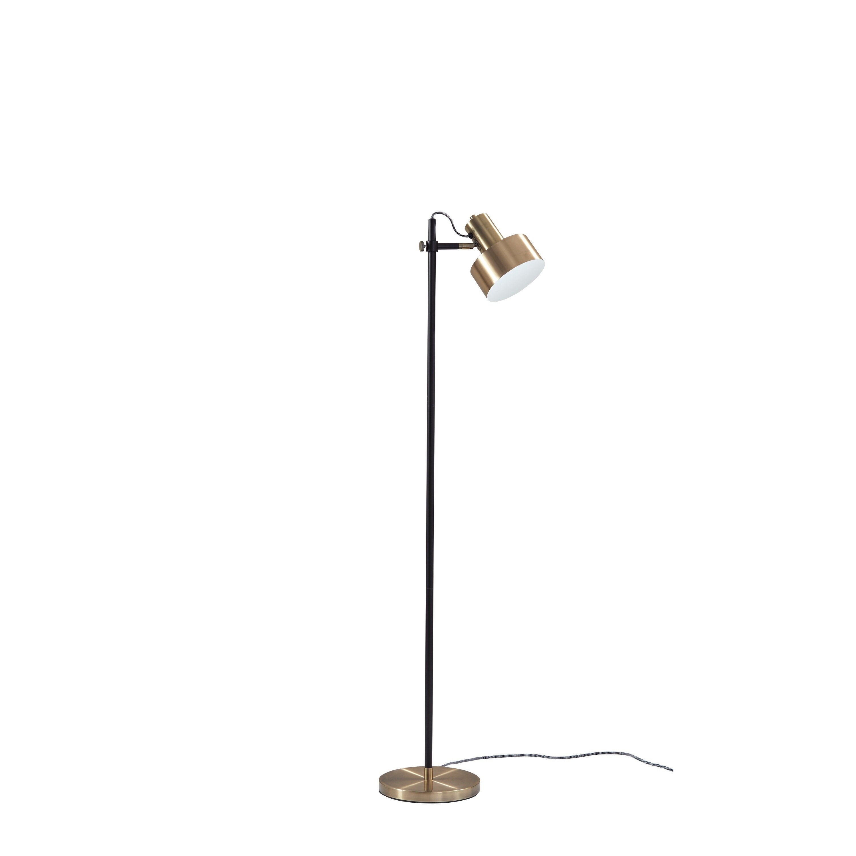 Adesso Clayton Matte Black and Antique Brass Floor Lamp - Mycitystee